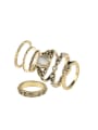 thumb Retro style White Opal Antique Gold Plated Alloy Ring Set 0