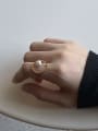 thumb 925 Sterling Silver With Gold Plated Simplistic Geometric  Free Size Rings 0