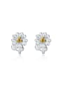 thumb Creative Fashion Flower Two Colors Plated Stud Earrings 0