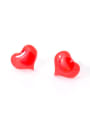 thumb 925 Sterling Silver With Platinum Plated Cute Heart Stud Earrings 0