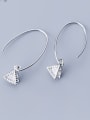 thumb 925 Sterling Silver With Cubic Zirconia Simplistic Triangle Hook Earrings 0