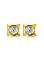 thumb Fashionable Gold Plated Square Shaped Rhinestone Stud Earrings 0