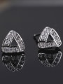 thumb Fat Triangle CZ stud Earring, Fashion All-match Plating Nickel Free Thick Platinum Anti allergy 2