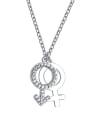 thumb 925 Sterling Silver With Cubic Zirconia Simplistic symbol Necklaces 0