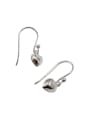 thumb Simple Little Heart shaped Silver Smooth Earrings 0