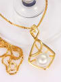 thumb Elegant Hollow Geometric Shaped Artificial Pearl Necklace 1