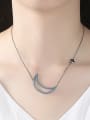 thumb Copper inlaid AAA Blue Zircon simple Moon Necklace 1