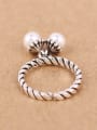 thumb Freshwater Pearls Twisted Silver Ring 3