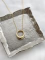 thumb Sterling silver minimalist texture gold oval necklace 2