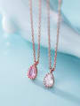 thumb 925 Sterling Silver With Rose Gold Plated Simplistic Water Drop Necklaces 2