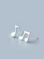 thumb S925 Silver Personality Asymmetric Notes Stud cuff earring 0
