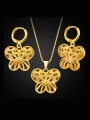 thumb 18K Gold Plated Hollow Butterfly Two Pieces Jewelry Set 0