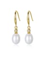 thumb Sterling Silver 8-9mm Freshwater Pearl Gold Stud Earrings 0