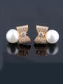 thumb Sterling Silver Bow  Zircon Pearls Shells Upscale Fashion stud Earring 0