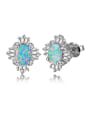 thumb Platinum Plated Opal Stone Cluster earring 0