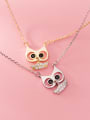 thumb 925 Sterling Silver With Cubic Zirconia Cute Animal Owl Necklaces 1