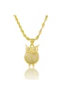 thumb Lovely Owl Shaped Shimmering Rhinestones Copper Necklace 0