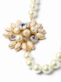 thumb Beautiful Glass Pearl Flower Alloy Necklace 2