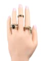 thumb Retro style Black Resin stone Antique Gold Plated Ring Set 1