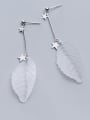 thumb 925 Sterling Silver With Platinum Plated Trendy Leaf Drop Earrings 0