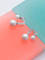 thumb Creative Note Shaped Artificial Pearl S925 Silver Drop Earrings 1