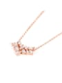 thumb S925 Sterling Silver Rose Gold Zircon Flower Necklace 0