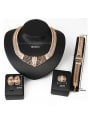 thumb Alloy Imitation-gold Plated Fashion Grid-shaped CZ Four Pieces Jewelry Set 2