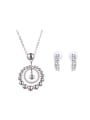 thumb Alloy White Gold Plated Fashion Rhinestones Round Two Pieces Jewelry Set 0