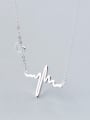 thumb S925 Silver Lady ECG Heart Clavicle Short Necklace 3