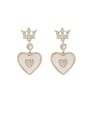 thumb Alloy With Gold Plated Simplistic Crown Heart Drop Earrings 0