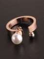 thumb Double Artificial Pearls Opening Ring 1