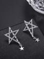 thumb Copper With Platinum Plated Simplistic five-pointed star Drop Earrings 2