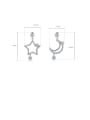 thumb Copper With Platinum Plated Fashion Star Moon Asymmetry Drop Earrings 3