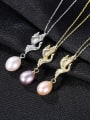 thumb 925 Sterling Silver With Artificial Pearl Simplistic Little bird Necklaces 2