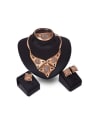 thumb Alloy Imitation-gold Plated Vintage style Rhinestones Hollow Four Pieces Jewelry Set 0