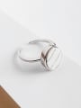 thumb Sterling silver personality geometry ellipse white-turquoise free size ring 0