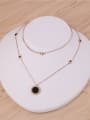 thumb Black Disk Rome Letter Sweater Necklace 0