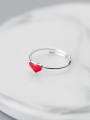 thumb Elegant Red Heart Shaped Glue S925 Silver Ring 0