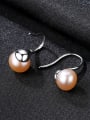 thumb Sterling silver spoon shaped 6-7mm natural freshwater pearl eardrop earring 2