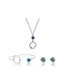 thumb Alloy White Gold Plated Simple style Artificial Cube Stone Three Pieces Jewelry Set 0