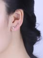 thumb Women Asymmetrical Pearl Zircon threader earring 1
