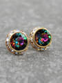 thumb Colorful stone 18K gold-plated Zricon stud earrings 1