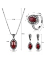 thumb 2018 Alloy Antique Silver Plated Vintage style Artificial Stones Oval-shaped Three Pieces Jewelry Set 2