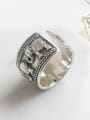 thumb Ethnic style Little Elephant-etched Silver Opening Ring 1