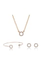 thumb Alloy Imitation-gold Plated Simple style Rhinestones Hollow Circle Three Pieces Jewelry Set 0