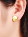 thumb Personality Round Shaped 24K Gold Plated Stud Earrings 1