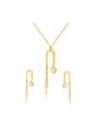 thumb Fashionable Gold Plated Zircon Tassel Two Pieces Jewelry Set 0