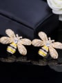 thumb Lovely Little Bee Micro Pave Zircons Stud Earrings 2