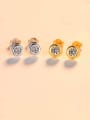 thumb 925 Sterling Silver With Cubic Zirconia Simplistic Round Stud Earrings 3