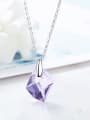 thumb Simple Irregular austrian Crystal Pendant 925 Silver Necklace 2